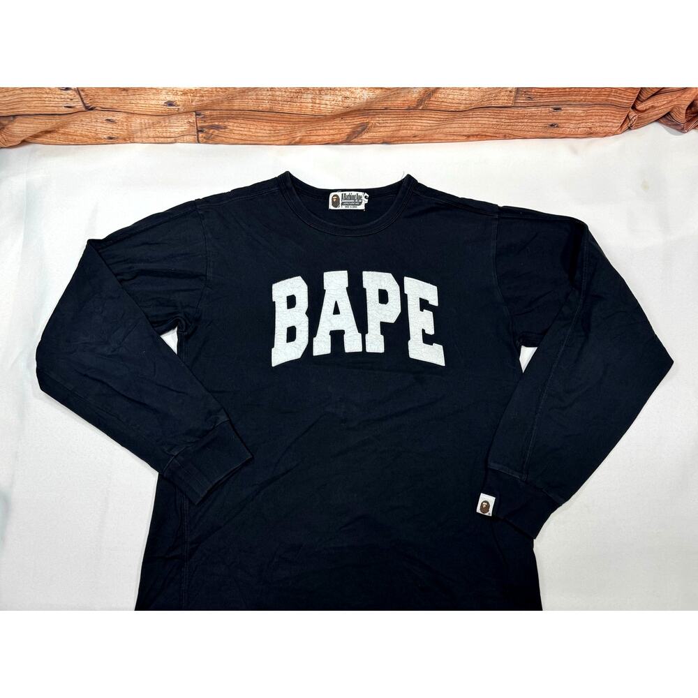 A Bathing Ape Bape Big Logo Long Sleeve Black Size Large Vintage